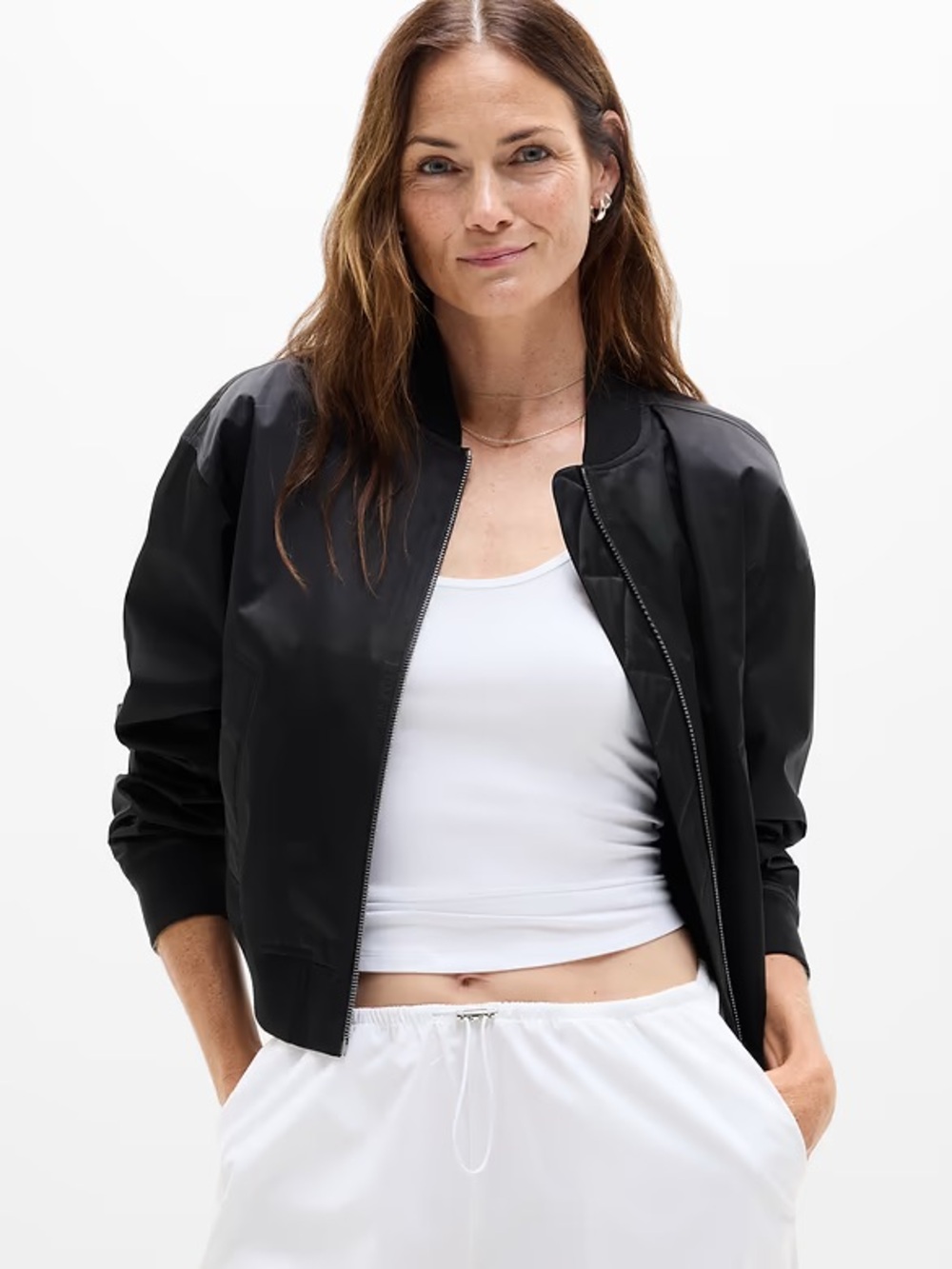 Women's Black Bomber Jacket - Lightweight Coat